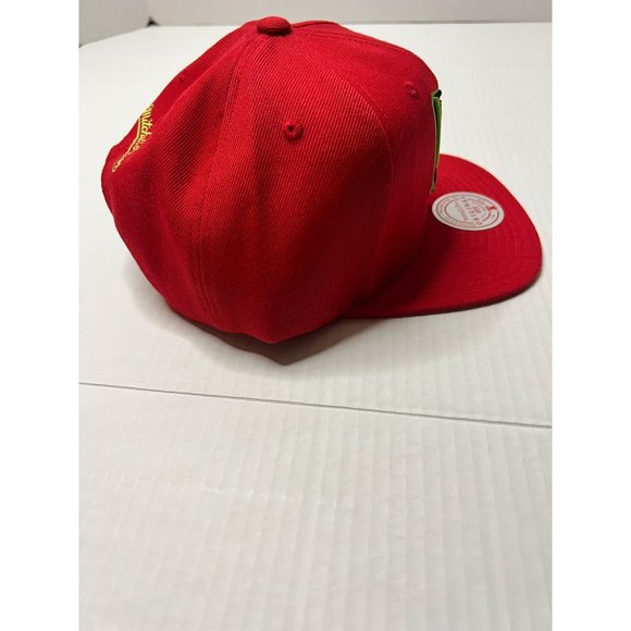 New Brooklyn Nets Mitchell & Ness Hat Reverse Grinch Team Snapback HWC Red Cap - Picture 3 of 16